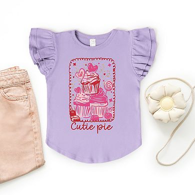 Cutie Pie Cupcakes Frame - Flutter Sleeve Graphic T-Shirt
