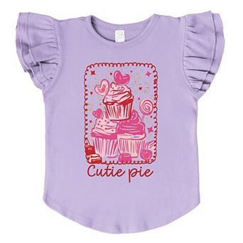 Cutie Pie Cupcakes Frame - Flutter Sleeve Graphic T-Shirt