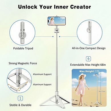 Magnetic Phone Tripod Stand with 360 Rotation Magsafe Holder and Remote Control