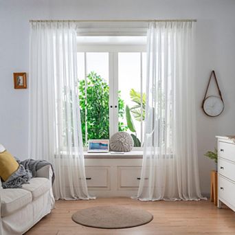 White Sheer Curtains, 2 Panels, 90x54 in Lightweight, Airy, Daytime Use, Easy Care