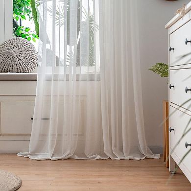 White Sheer Curtains, 2 Panels, 90x54 Inches, Lightweight, Airy, Daytime Use, Easy Care