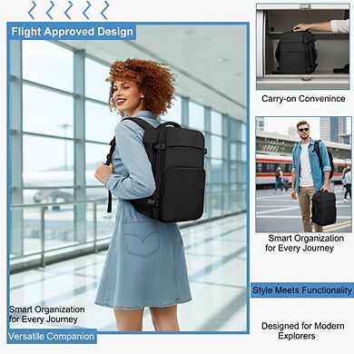 AKSZRI Travel Backpack Carry On Laptop Backpack Flight Approved Casual Daypack for Weekender Busines