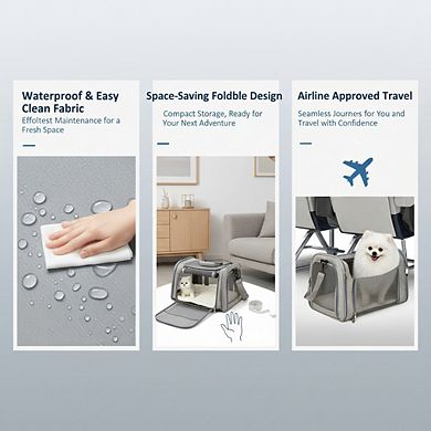 Waterproof Soft Sided Pet Carrier for Travel TSA Approved Collapsible