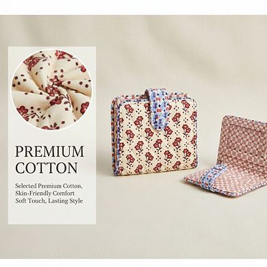 AKSZRI Womens Premium Cotton Small Tab Wallet