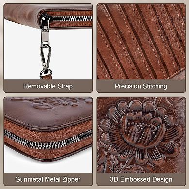 Vegan Leather Wallet with RFID Blocking, Floral Design, Multiple Card Slots, Travel & Daily Use