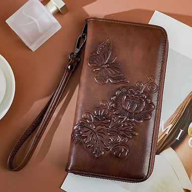 Vegan Leather Wallet with RFID Blocking, Floral Design, Multiple Card Slots, Travel & Daily Use