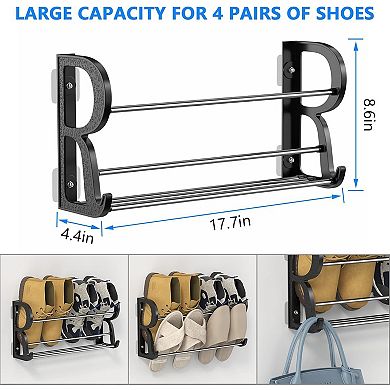 3-Pack Wall Mounted Shoe Rack for RV, No-Drill Sticky Mount for Small Space & Door Organization