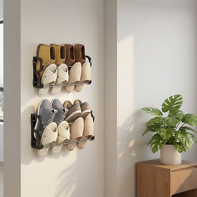 3-Pack Wall Mounted Shoe Rack for RV, No-Drill Sticky Mount for Small Space & Door Organization