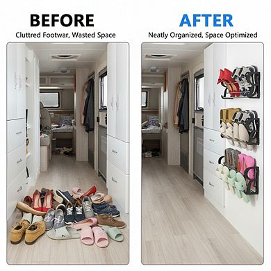 3-Pack Wall Mounted Shoe Rack for RV, No-Drill Sticky Mount for Small Space & Door Organization