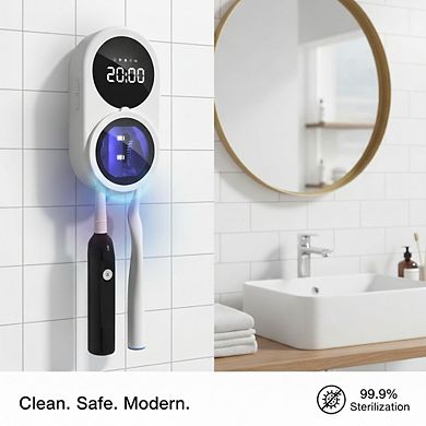 Heated Toothbrush Sanitizer with UV and Fan Drying Wall Mount Holder