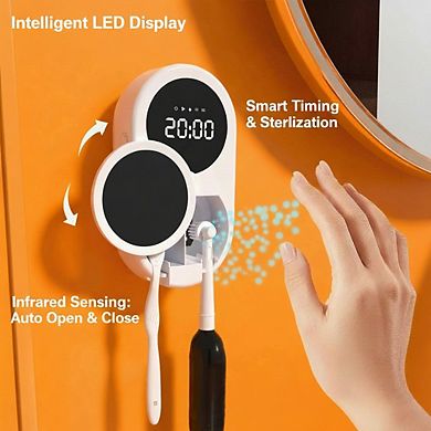 Heated Toothbrush Sanitizer with UV and Fan Drying Wall Mount Holder
