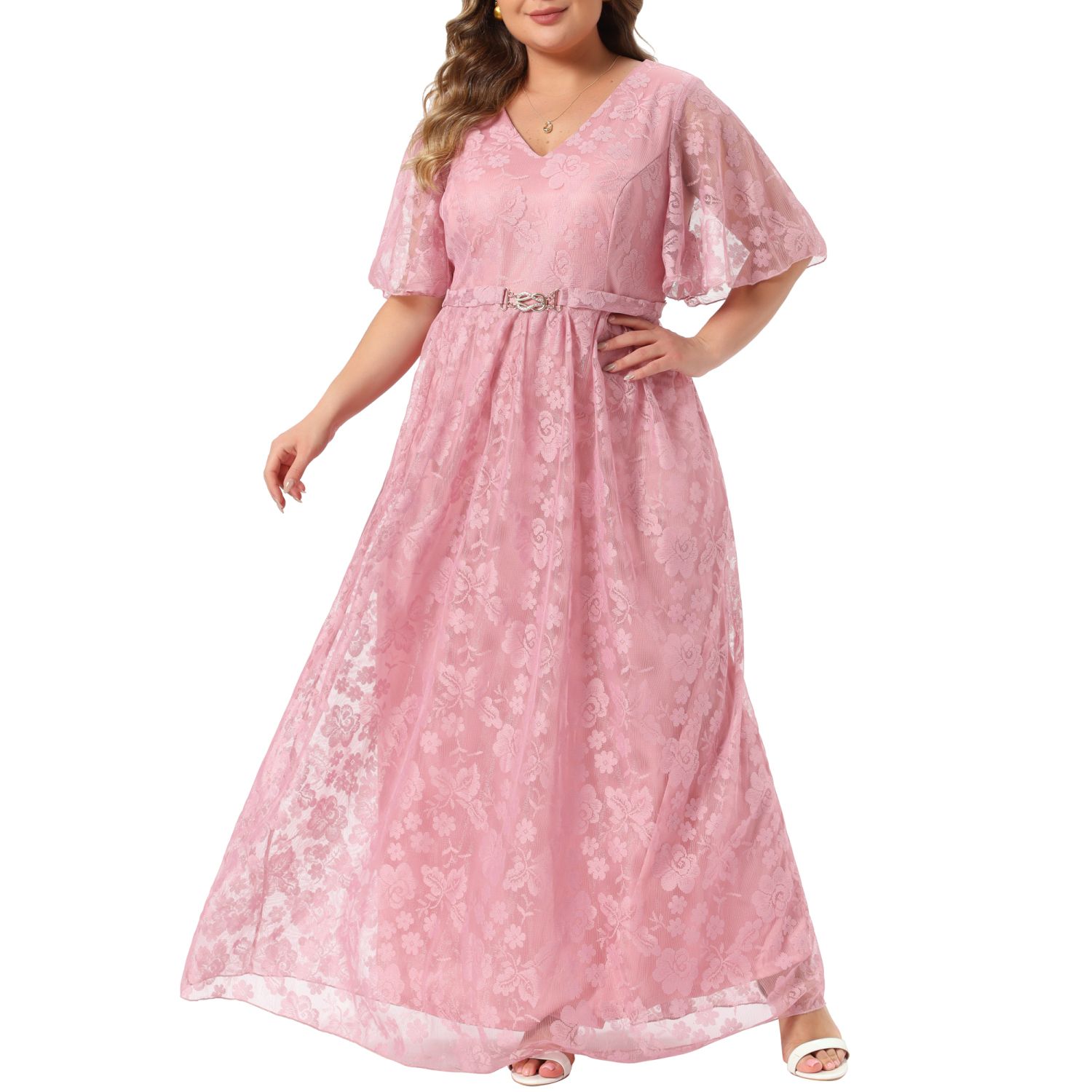 Женские платья Plus Size Wedding Guest Maxi Dress Mesh Belt Embellishment Evening Gowns Formal Dresses