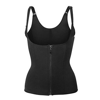 Zippered Waist Trainer Corset Tummy Control Body Shaper with Adjustable Straps & Back Support