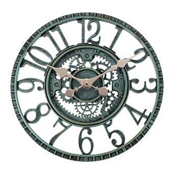 12 Inch Outdoor Wall Clock, Waterproof Resin Garden Clock, Battery Operated, Silent Quartz Movement