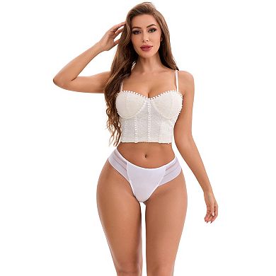 Women's Low Rise Ice Silk Lace Elastic Thong Striped Breathable Seamless Underwear