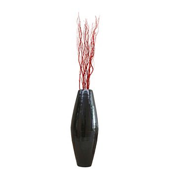 Tall Decorative Black Bamboo Floor Vase with Natural Dried Fillers
