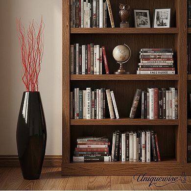 Tall Decorative Black Bamboo Floor Vase with Natural Dried Fillers