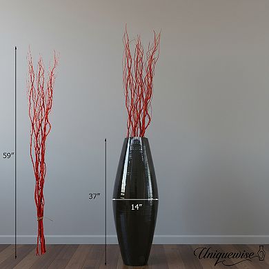 Tall Decorative Black Bamboo Floor Vase with Natural Dried Fillers