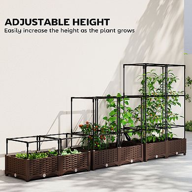 Outsunny Raised Garden Bed with Trellis, Tomato Cage with Crop Cage