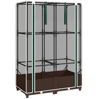 Outsunny Raised Garden Bed with Trellis, Tomato Cage with Crop Cage