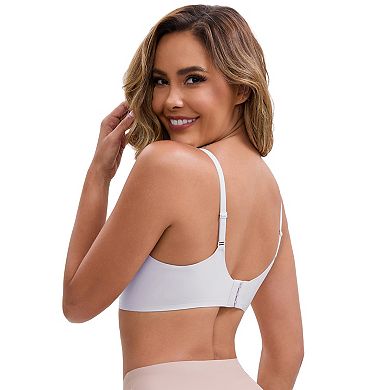 Women's Lace Trim V-Neck Wireless Bras Adjustable Spaghetti Straps Lift Up No Trace Bralette