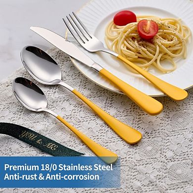 Stainless Steel Yellow Handle Flatware Set
