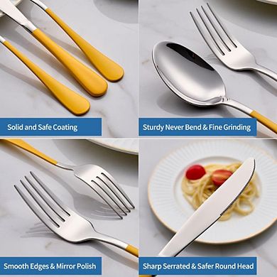Stainless Steel Yellow Handle Flatware Set