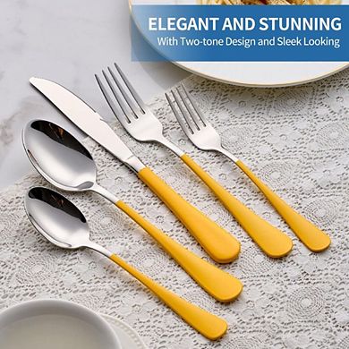Stainless Steel Yellow Handle Flatware Set