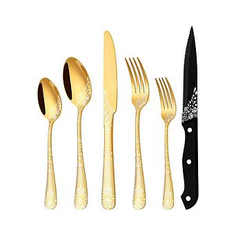 Floral Laser Engraving Design Flatware Set