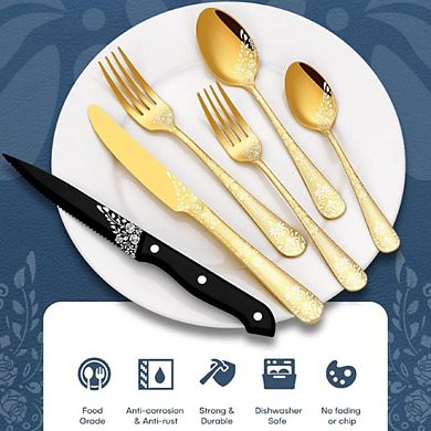Floral Laser Engraving Design Flatware Set