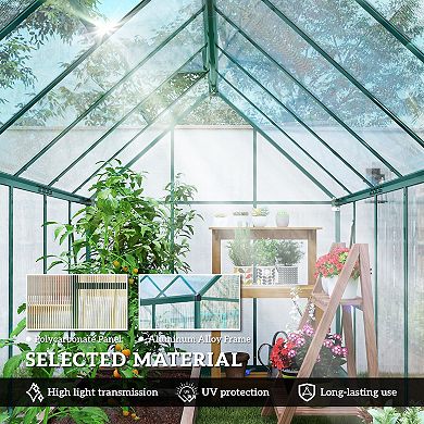 Outsunny Polycarbonate Greenhouse Walk-in Greenhouse with Swing Door