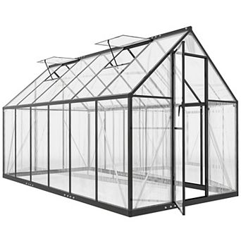 Outsunny Polycarbonate Greenhouse Walk-in Greenhouse with Swing Door