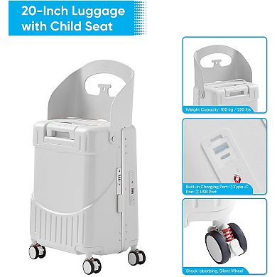 20 Inch Carry-on Luggage with Foldable Seat Back