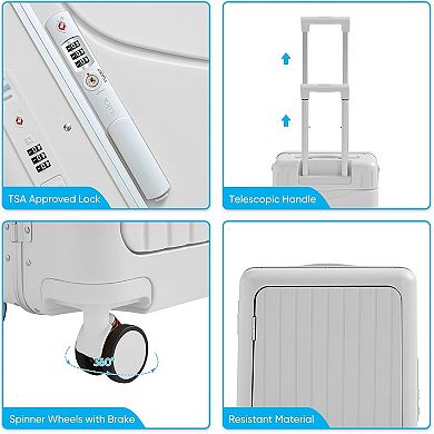 20 Inch Carry-on Luggage with Foldable Seat Back