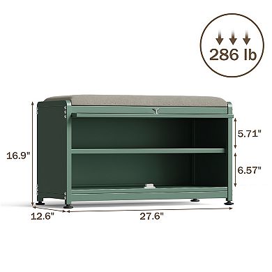 Metal Shoe Bench with Storage, Shoe Organizer Bench with Cabinet for Hallway and Bedroom