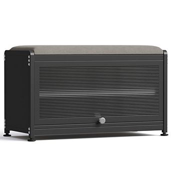 Metal Shoe Bench with Storage, Shoe Organizer Bench with Cabinet for Hallway and Bedroom