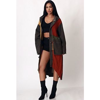 Mixed-media color block jacket