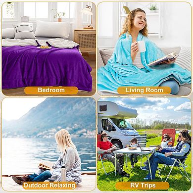 Fleece Throw Blanket Soft Flannel Warm Bed Cover for Sofa, Travel, Car Queen & King Sizes