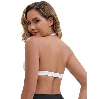 Women's Halter Neck Plunge Wirefree Sports Bras Backless Cozy Breathable Workout Fitness Bralette