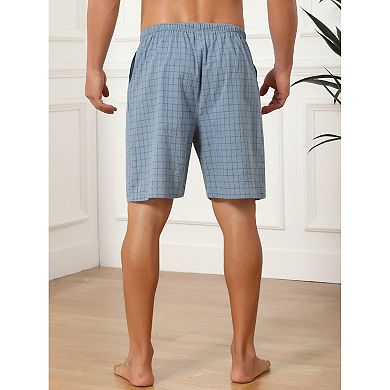 Plaid Pajama Shorts for Men's Drawstring Waist Checked Pattern Lounge Sleep Bottom