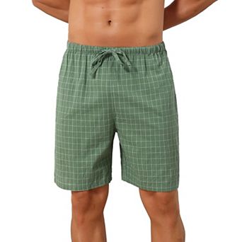 Plaid Pajama Shorts for Men's Drawstring Waist Checked Pattern Lounge Sleep Bottom