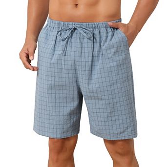 Plaid Pajama Shorts for Men's Drawstring Waist Checked Pattern Lounge Sleep Bottom