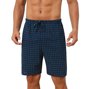 Plaid Pajama Shorts for Men's Drawstring Waist Checked Pattern Lounge Sleep Bottom