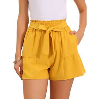 Casual Summer Shorts for Women with Tie Belt and Paper Bag Waist Design