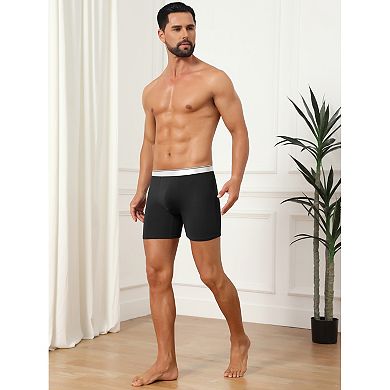 Stretch Waistband Boxer Brief for Men's Comfortable Above Knee Solid Underwear