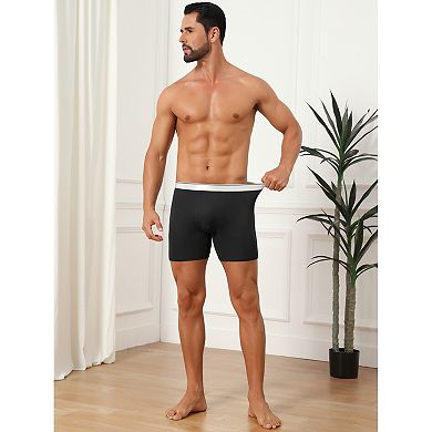 Stretch Waistband Boxer Brief for Men's Comfortable Above Knee Solid Underwear