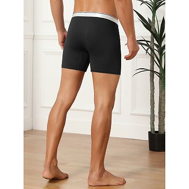 Stretch Waistband Boxer Brief for Men's Comfortable Above Knee Solid Underwear