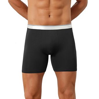 Stretch Waistband Boxer Brief for Men's Comfortable Above Knee Solid Underwear
