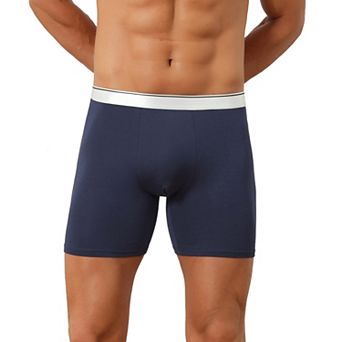Stretch Waistband Boxer Brief for Men's Comfortable Above Knee Solid Underwear