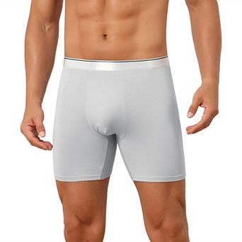 Stretch Waistband Boxer Brief for Men's Comfortable Above Knee Solid Underwear